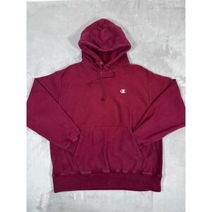 Champion Mens Large Reverse Weave Hoodie Burgundy Sweatshirt